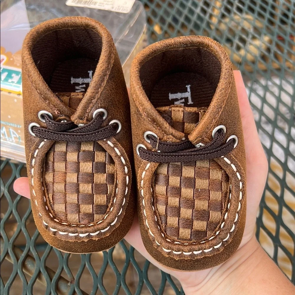 Twister Baby Buckers Brown Woven Moccasin-Style Kids Shoes